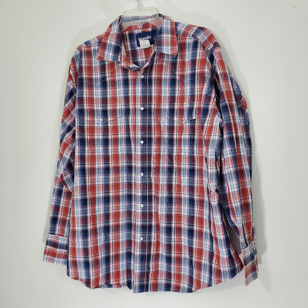 Wrangler Long Sleeve Pearl Snap Shirt, Size XXL